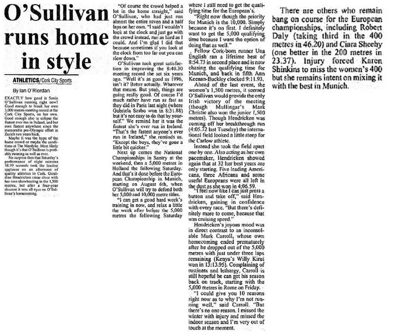 cork city sports 2002 irish times report