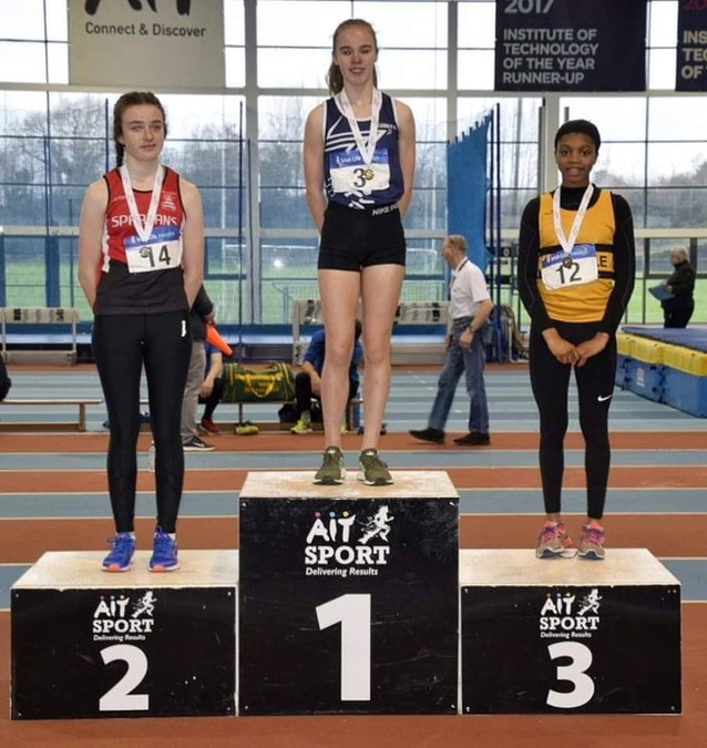 girls under 14 national indoor combined events podium 2019